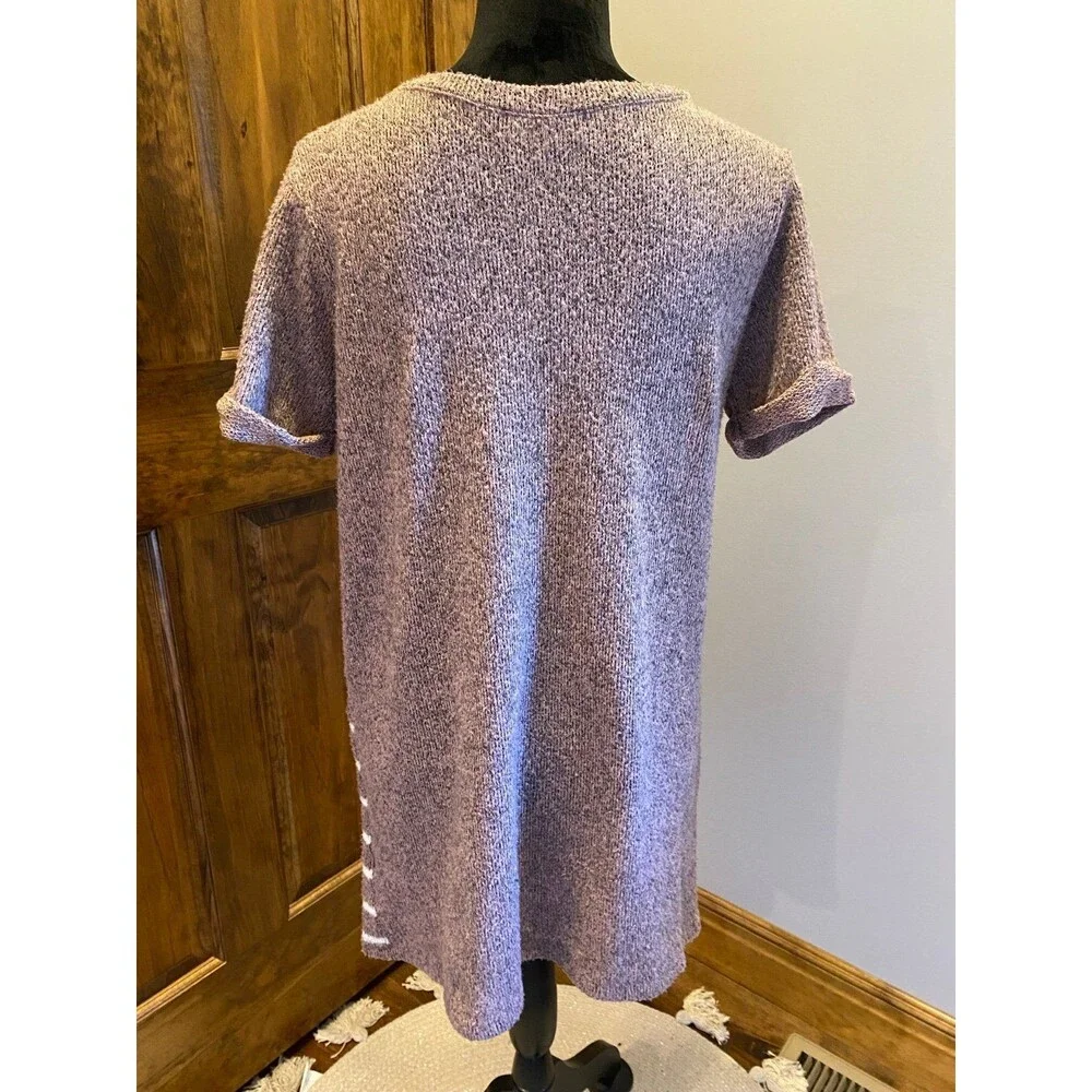 Cherish Knit Sweater Dress Size Small Striped Mauve-Beige‎ Light Fuzzy Stylish !